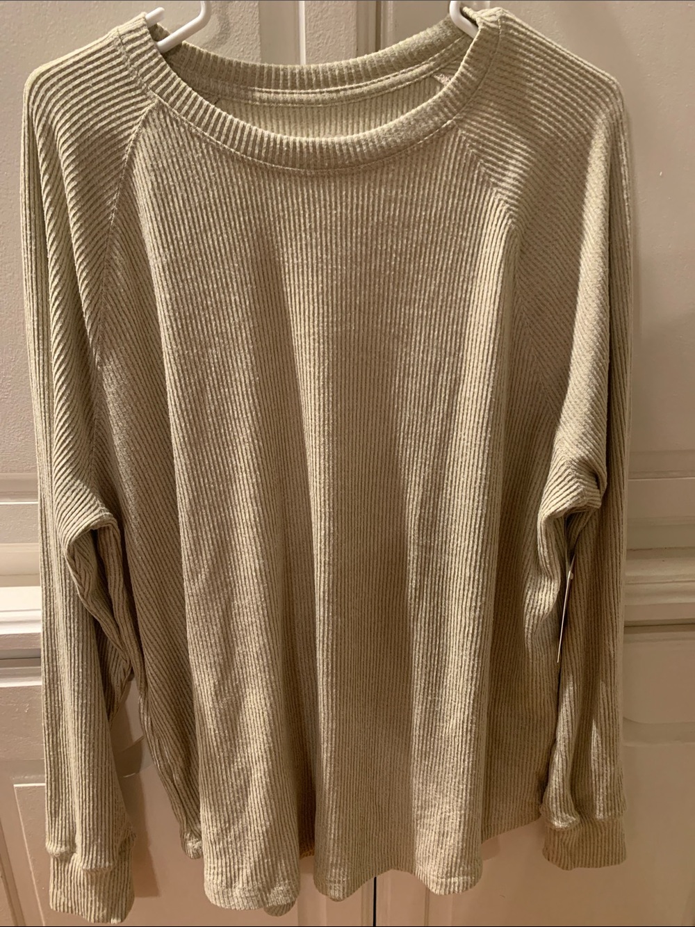 SO Cream Ribbed Crewneck Sweater